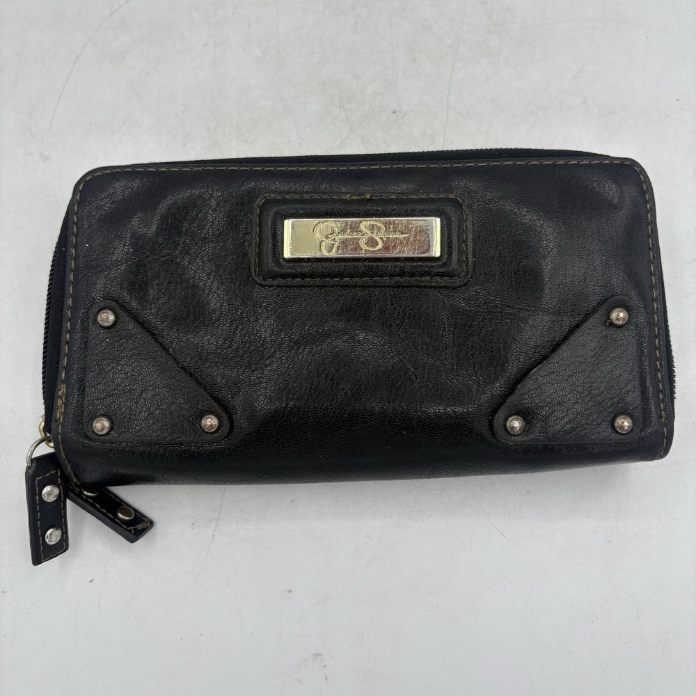 Jessica Simpson Wallet Clutch Blackâ Cards Id Studded 7.5"x4.5"x1.5"